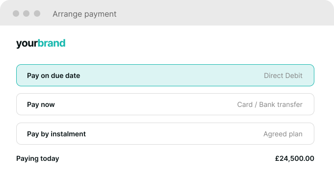 Arrange payment screenshot